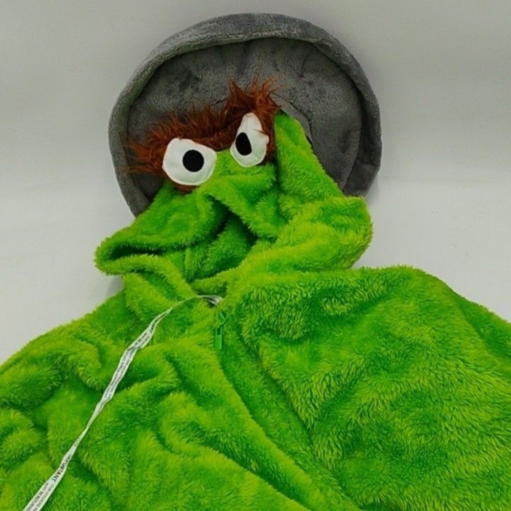PJammy Oscar The Grouch One-piece Mens Green Fleece Hooded Pajama Size 3XL